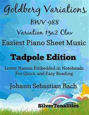 Goldberg Variations BWV 988 13a2 Clav Easiest Piano Sheet Music Tadpole Edition