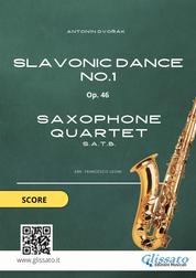 Saxophone Quartet: Slavonic Dance no.1 by Dvořák (score) - for intermediate players