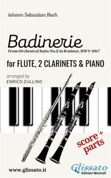"Badinerie" for Flute, 2 Clarinets and Piano (score & parts) - from Orchestral Suite No.2 in B minor, BWV 1067