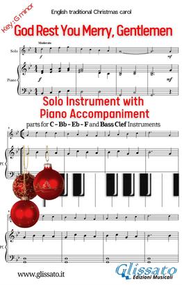 God Rest Ye Merry, Gentlemen (in Gm) for solo instrument w/ piano