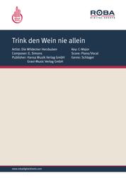Trink den Wein nie allein - as performed by Die Wildecker Herzbuben, Single Songbook