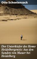 Otto Schoetensack: Der Unterkiefer des Homo Heidelbergensis: Aus den Sanden von Mauer bei Heidelberg 