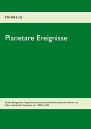 Planetare Ereignisse - Größte Elongationen, Oppositionen, Transite, Konjunktionen zwischen Planeten und hellen Fixsternen von 1900 bis 2101
