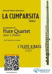 Flute 4 / Bass part "La Cumparsita" Tango for Flute Quartet - intermediate level